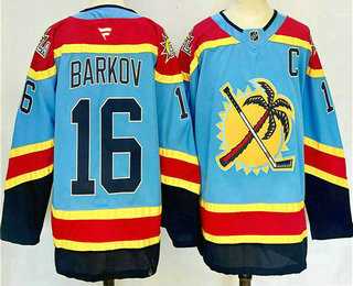 Men%27s Florida Panthers #16 Aleksander Barkov Blue 2024 Reverse Retro Stitched Jersey